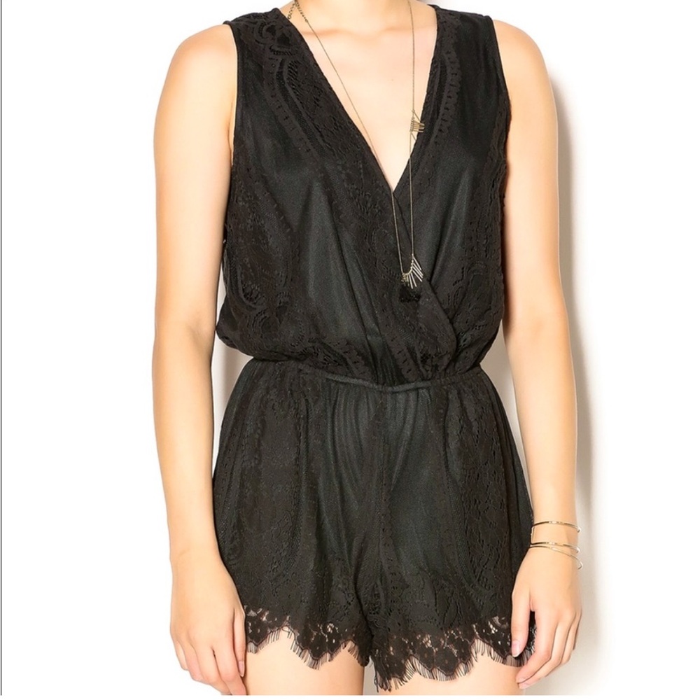Urban Outfitters Blu Pepper Black Lace Romper Size S